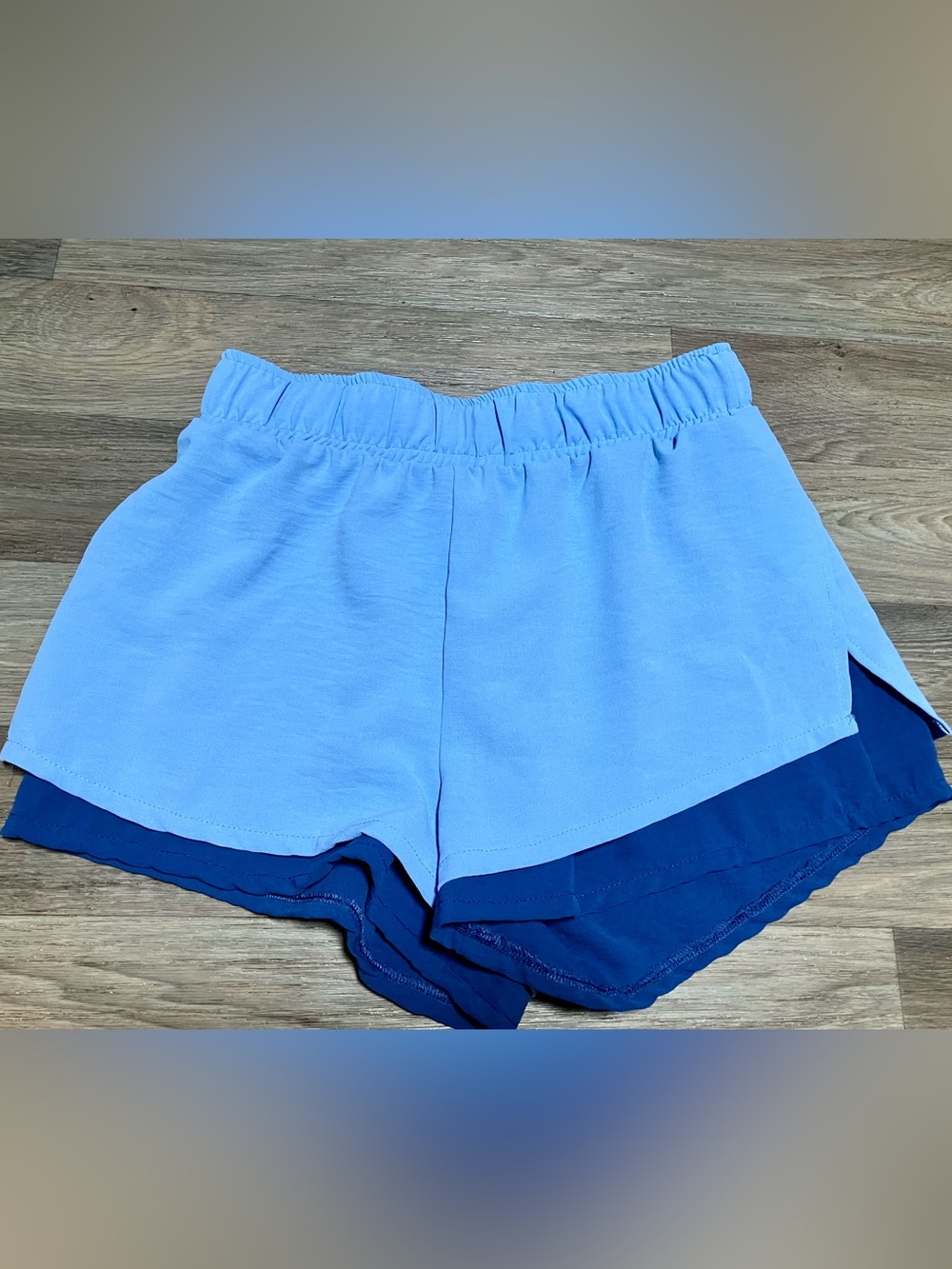Altar'd State Light Blue and Navy Layered Athletic Shorts